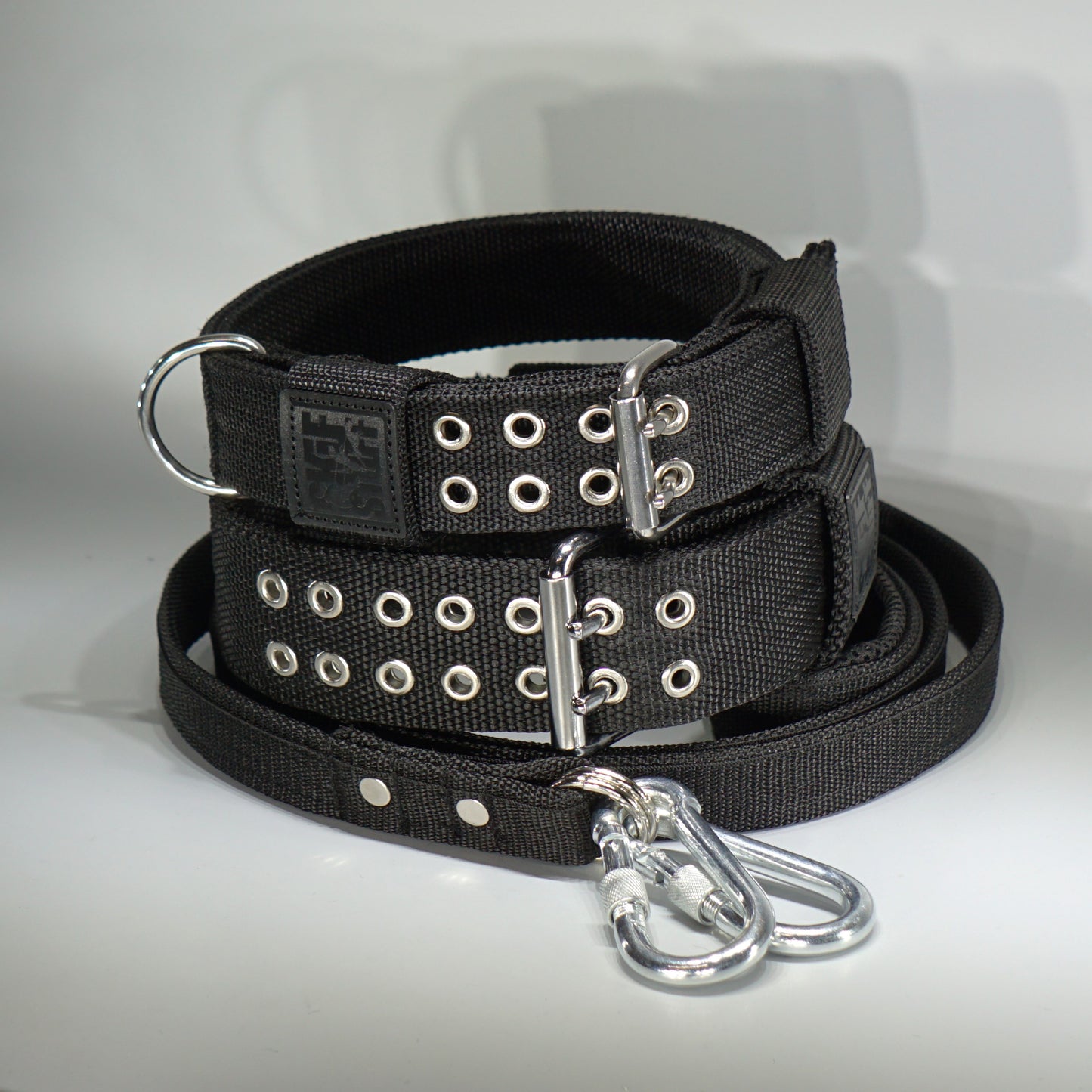 Black DUAL FORCE set: Collar 4 cm + 5 cm + Leash